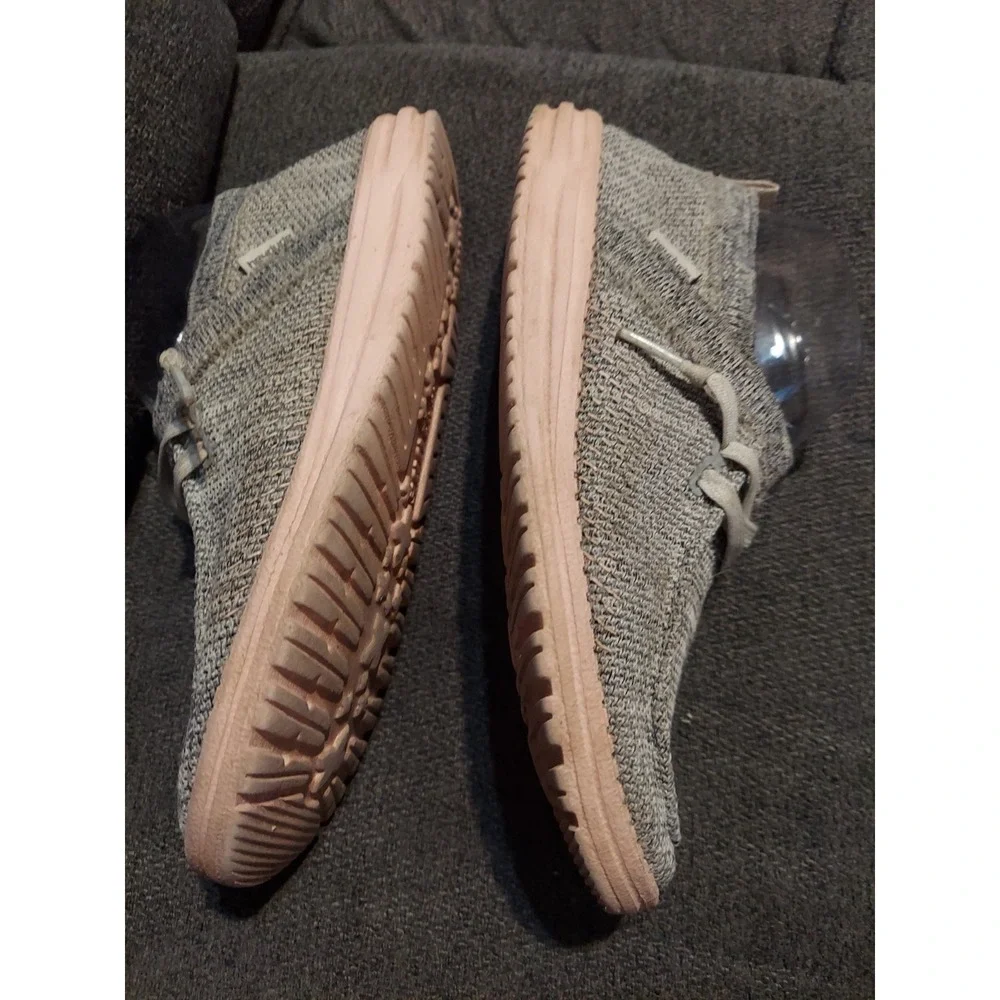Hey Dude Wendy Sox Glacier Grey Slip On Shoes Pink Soles Casual Women's Size 9